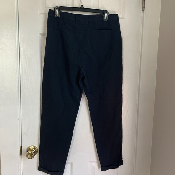 Armani Exchange navy textured pleated trouser pants - Picture 5 of 8